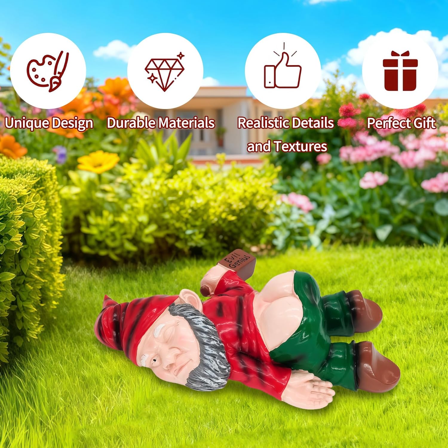 Funny Drunk Garden Gnome 24cm Resin Outdoor Lawn Decor