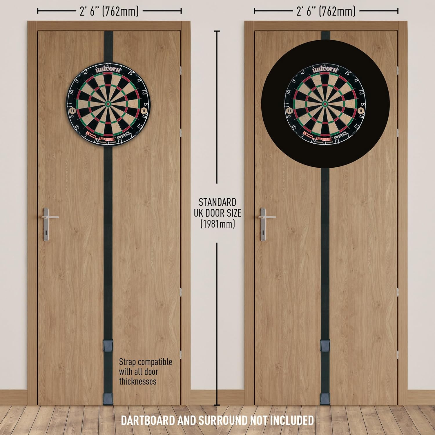 Portable Dartboard Set Travel Kit Case Board Oche Door Mount