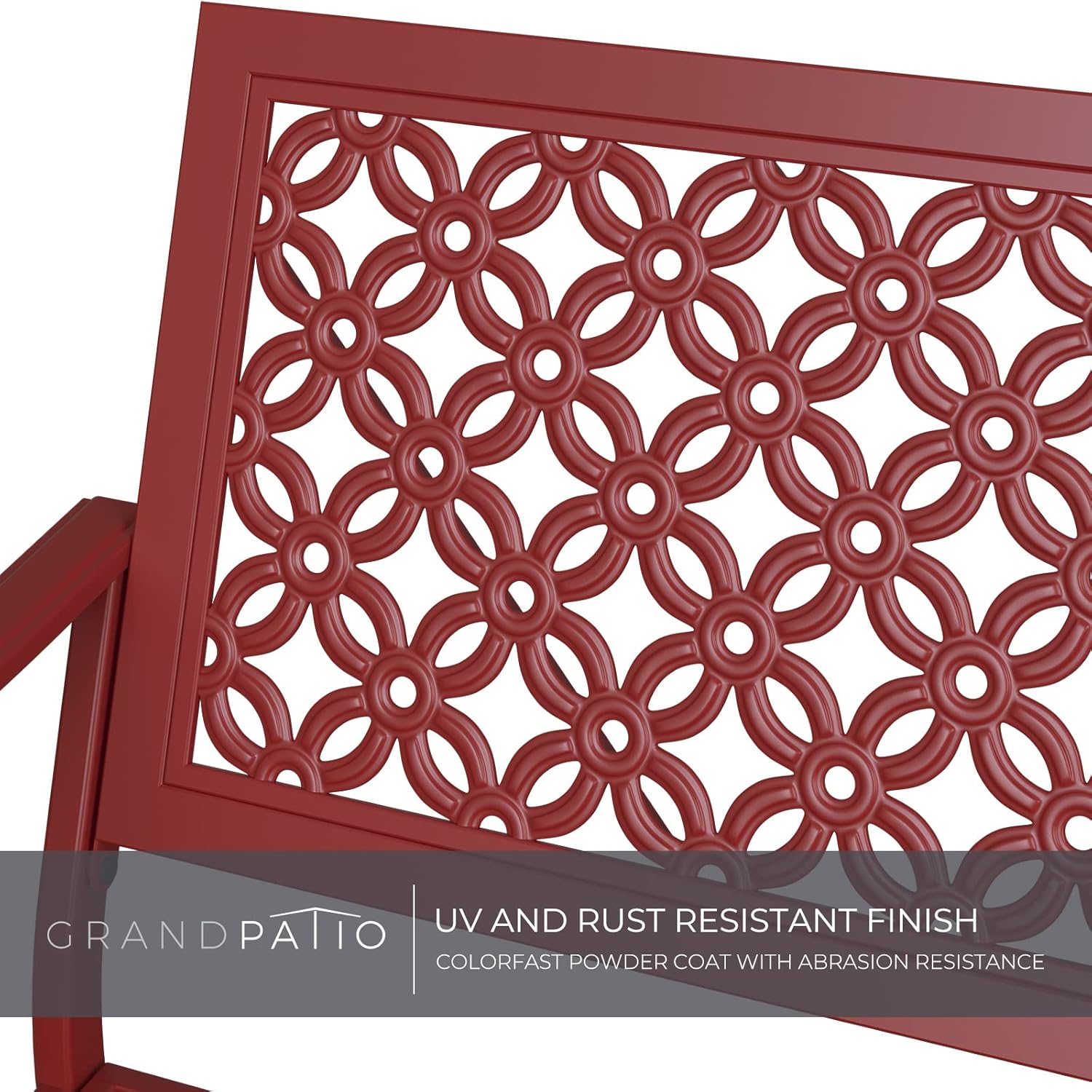 Red Metal Garden Bench 2–3 Seater Outdoor Patio Seat Rust Resistant