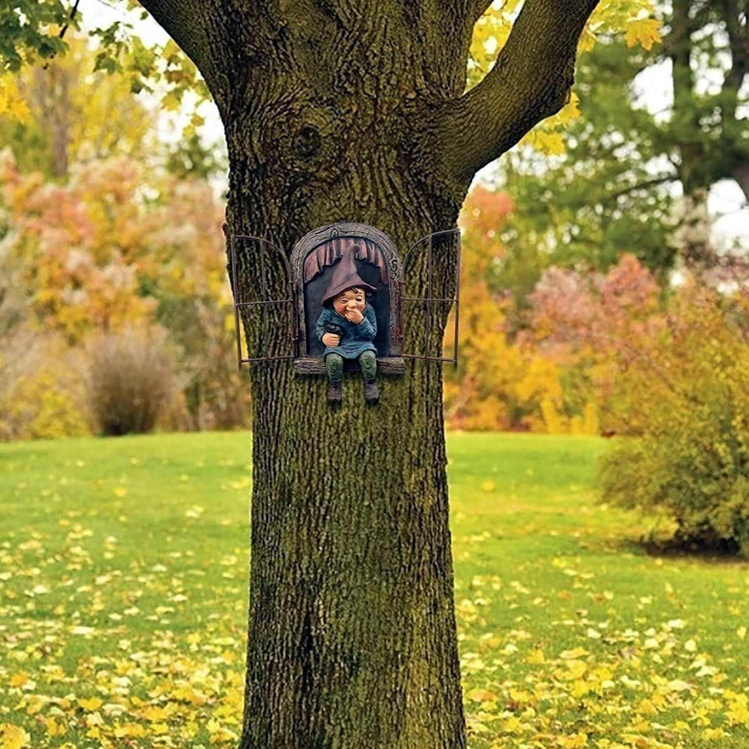 Tree Hugger Gnome Statue Hanging Elf Garden Decor Patio Lawn
