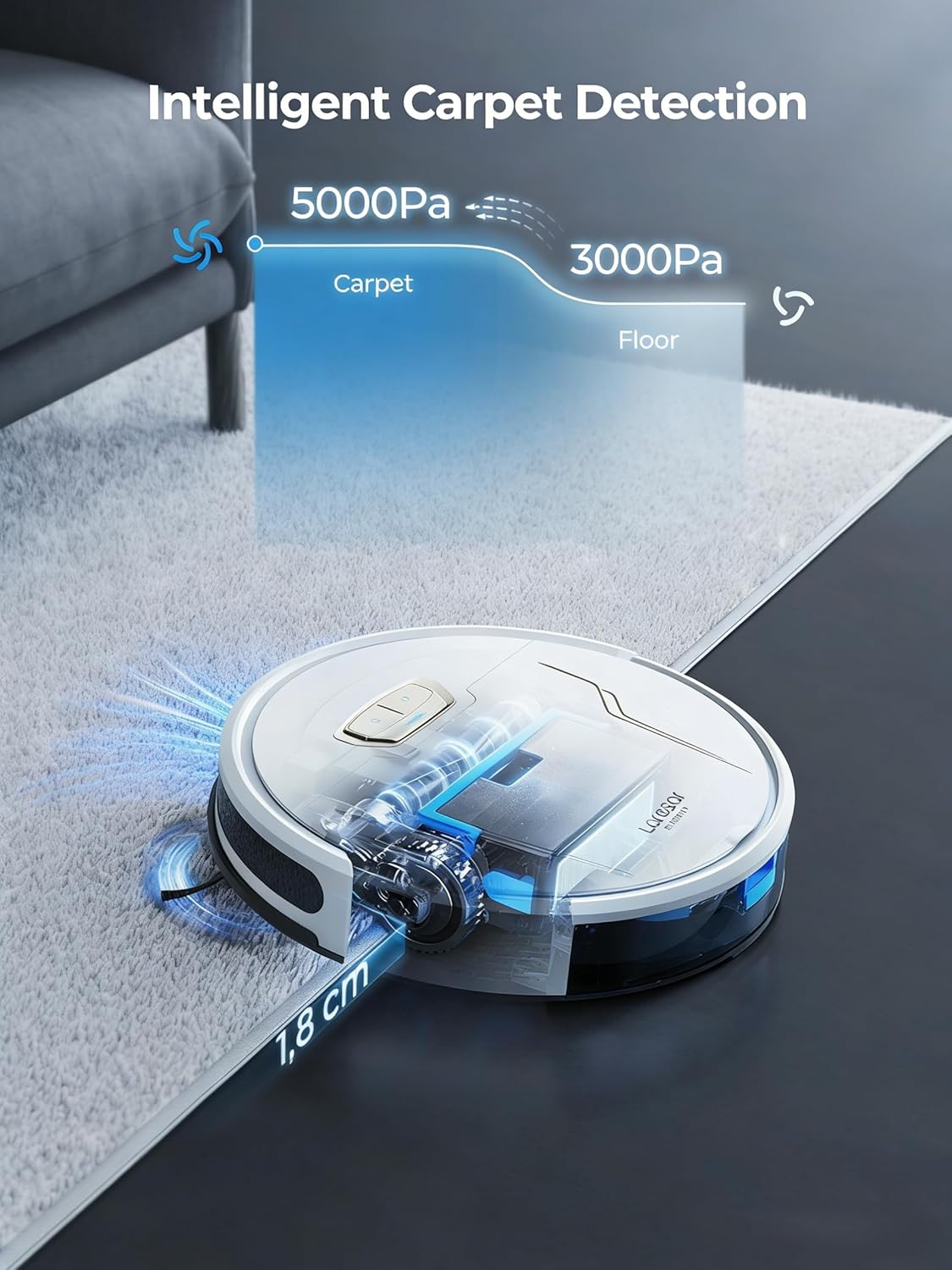 Robot Vacuum Mop 5000Pa Ultra Slim 150Min App Alexa Pet Hair