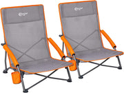 Low Beach Chairs 2 Pack Folding Lightweight Cup Holder Seats