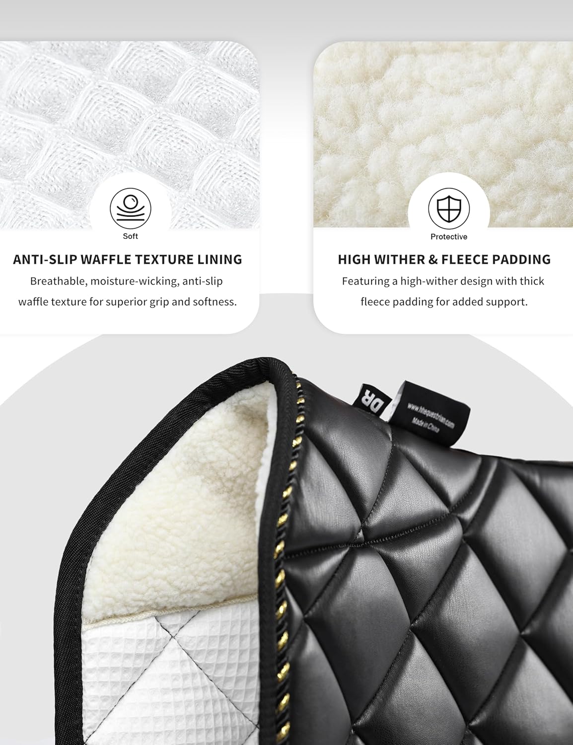 Dressage Saddle Pad Leather Shock Absorption Waterproof