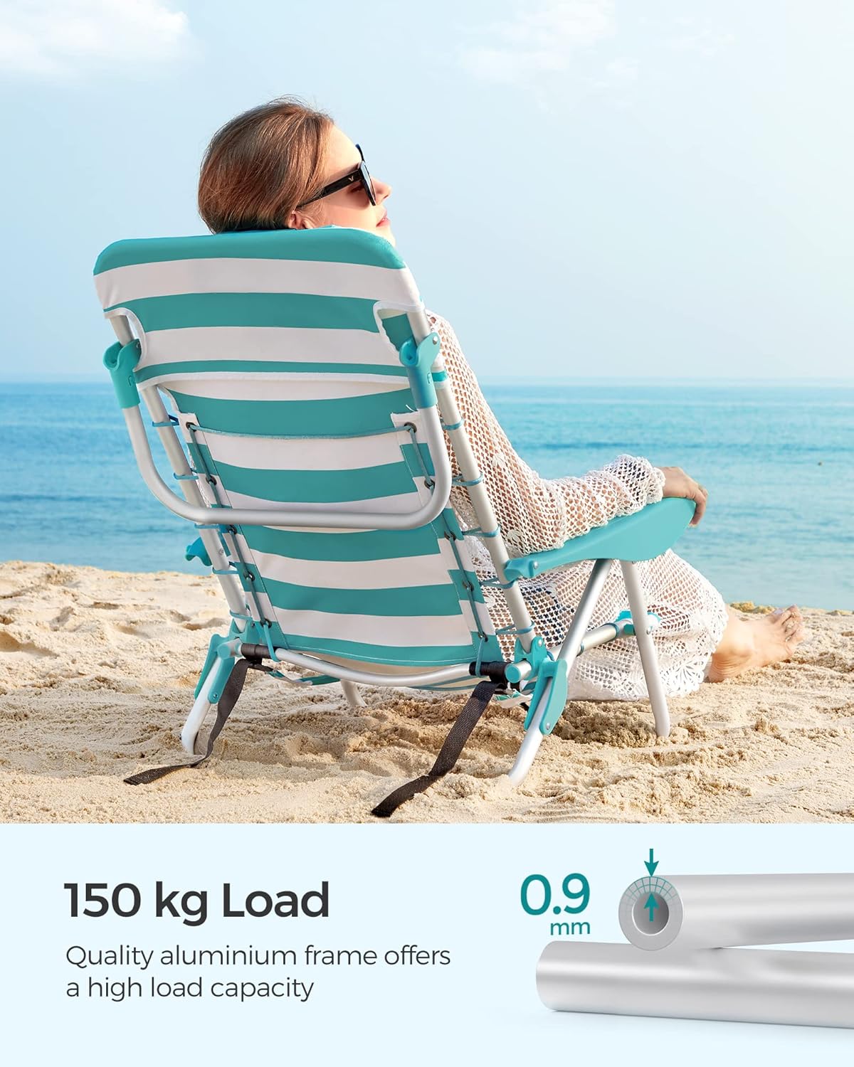 Portable Beach Chair Reclining Foldable Seat Green