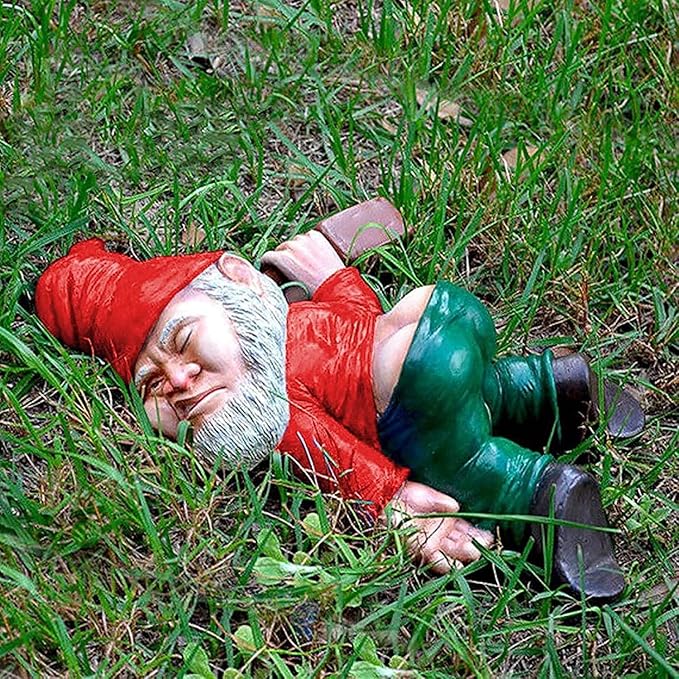 Funny Garden Gnome Statue Naughty Resin Decor Outdoor Lawn Ornament