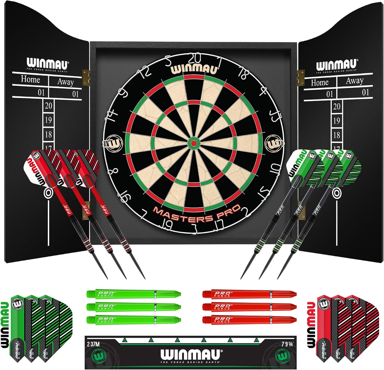 Dart Board Cabinet Set Bristle Board Darts Oche Line Chalk Towel