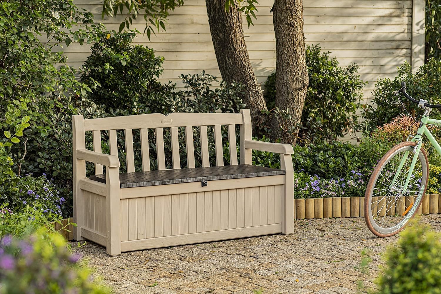 Outdoor Garden Storage Bench 265L Deck Box Seat Lockable Weatherproof