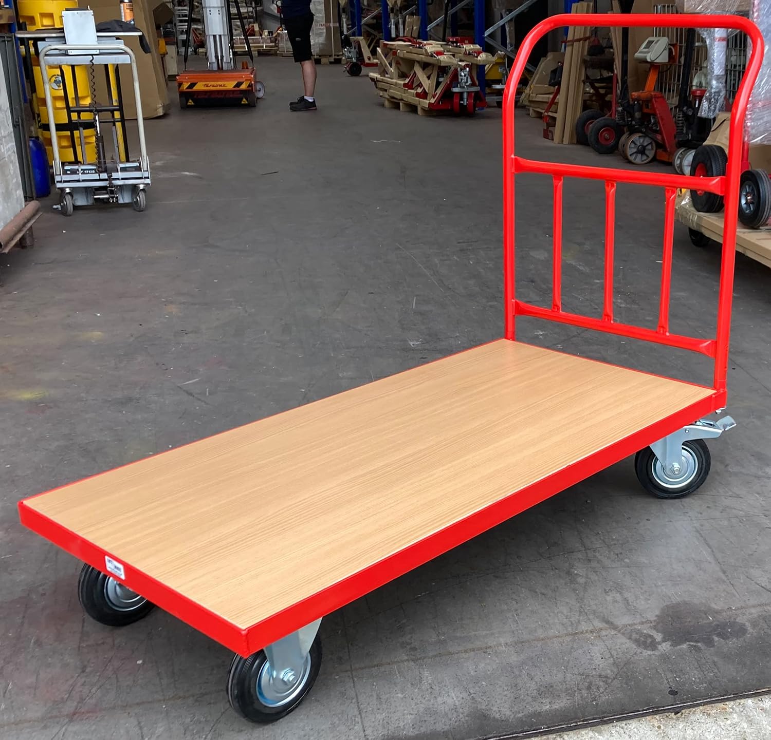 Heavy Duty Steel Flatbed Trolley 300KG Long Deck Cart