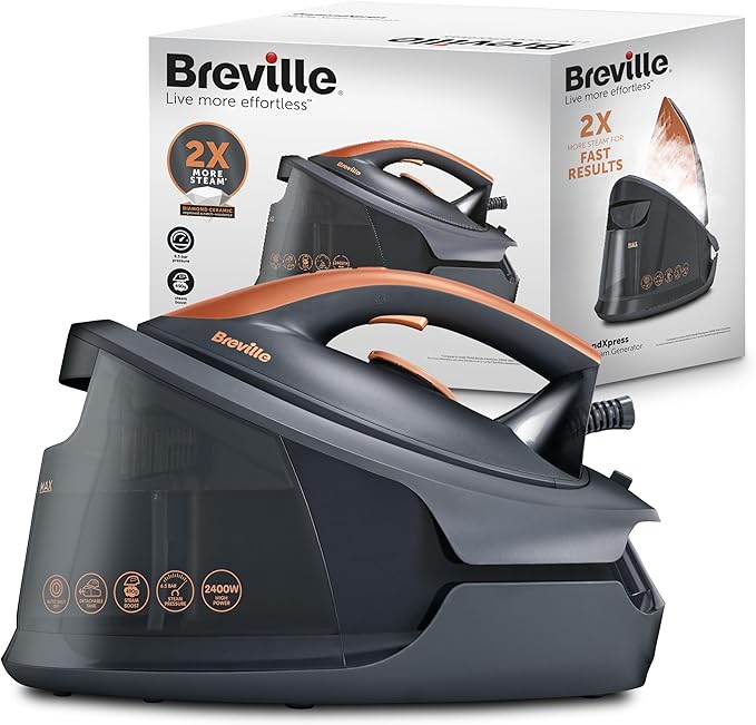 2400W Steam Generator Iron 6.5 Bar Pressure 1.5L Tank Ceramic Soleplate