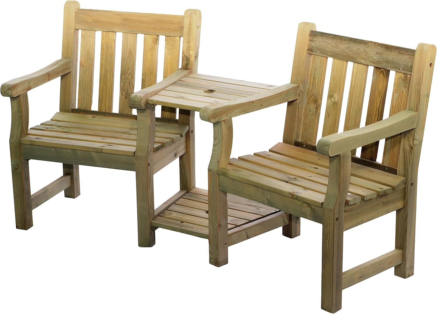 2 Seater Companion Garden Bench with Table Jack and Jill Seat