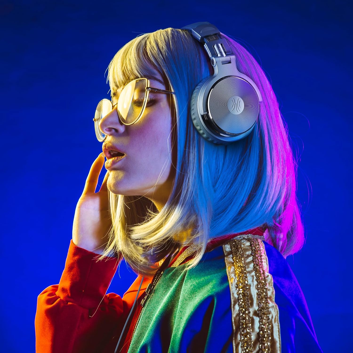 Wired Over Ear Studio Headphones 50mm Drivers Bass DJ Monitor Blue