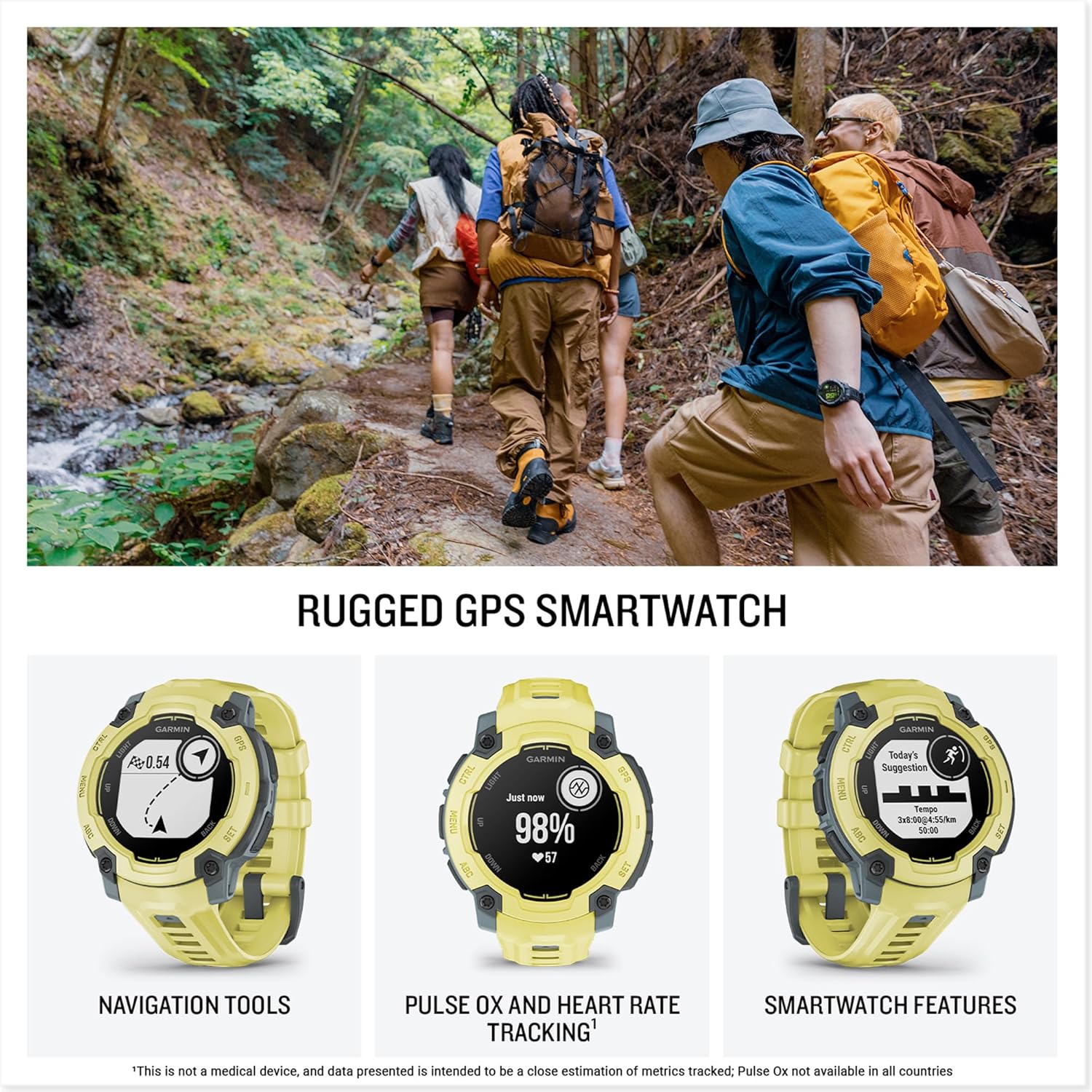 Rugged GPS Smart Watch 45mm Outdoor Fitness Tracker Lime