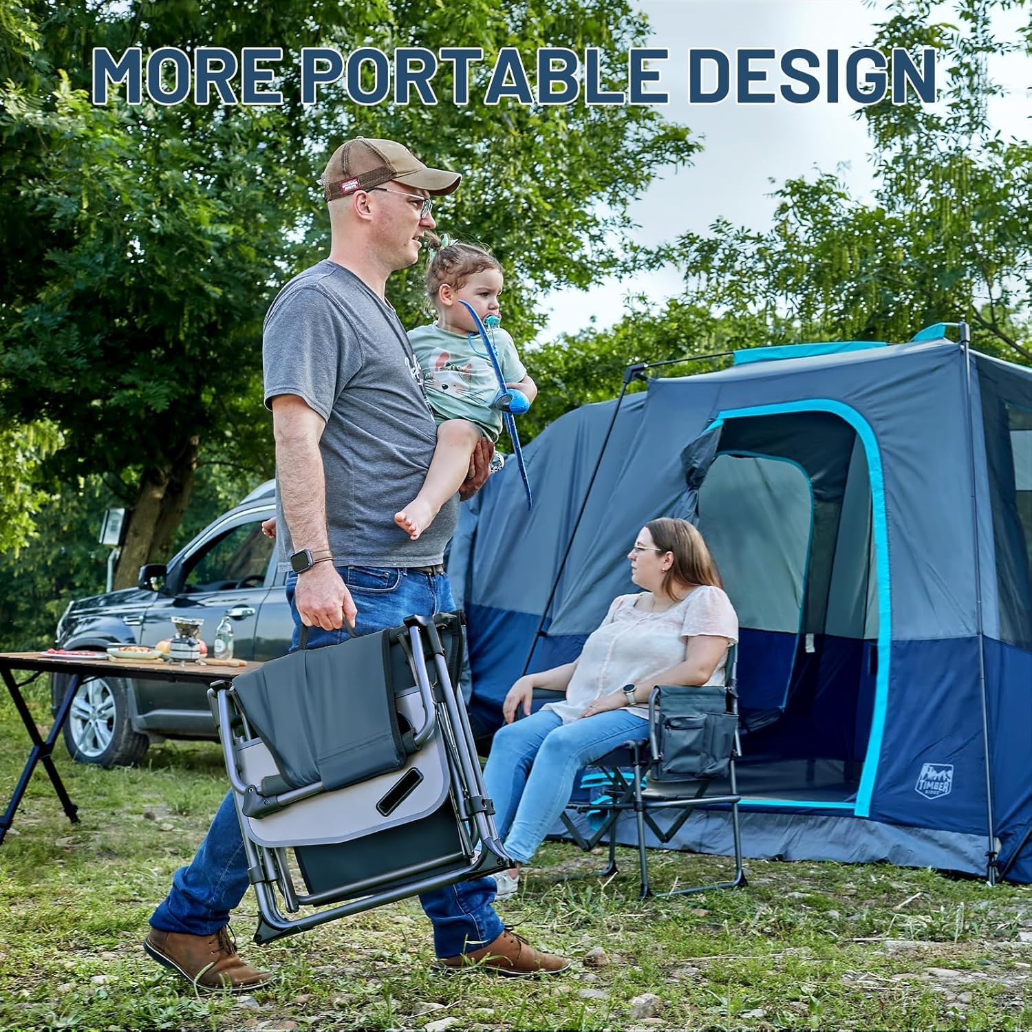 2 Pack Heavy Duty Folding Directors Camping Chairs Blue
