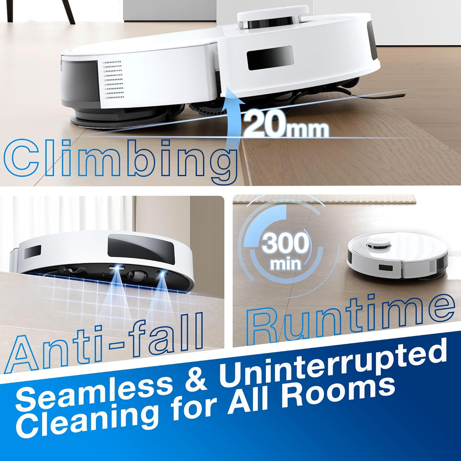 Robot Vacuum Mop 8000Pa Bagless Self Empty 300Min Runtime