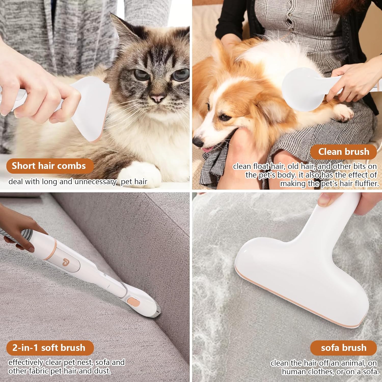 Pet Hair Grooming Vacuum 11KPa 5 in 1 Clipper Kit 2L Low Noise
