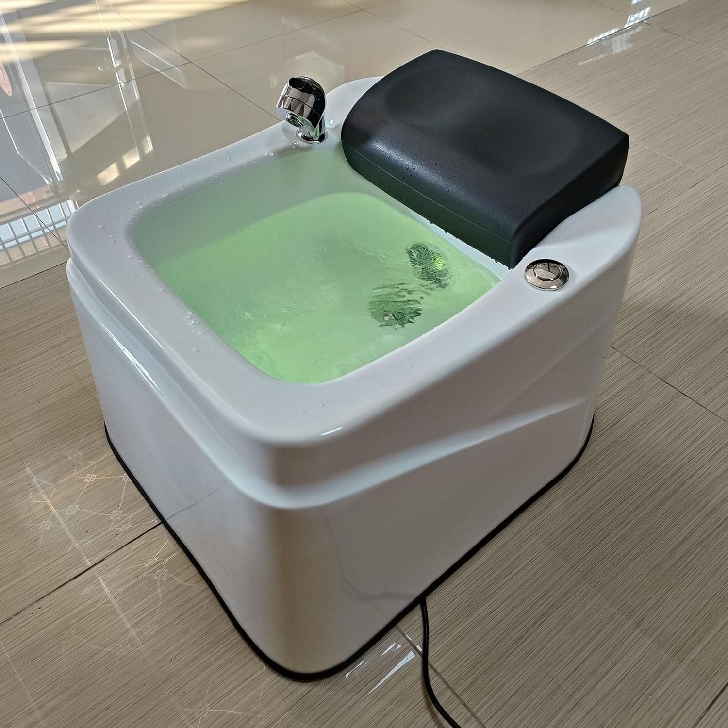 Acrylic Foot Spa Bath Heated Massage Pedicure Basin LED Light