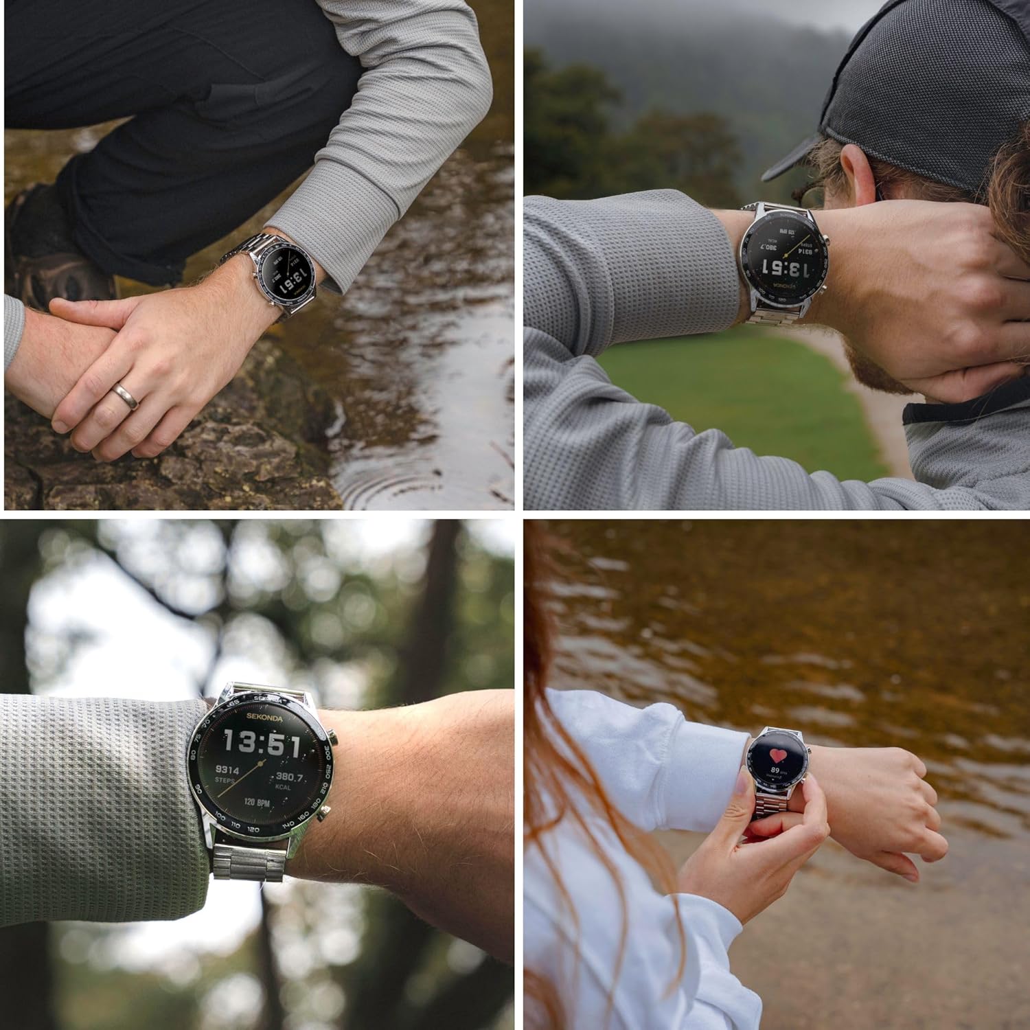 45mm Silver Smart Watch Stainless Steel Fitness Tracker