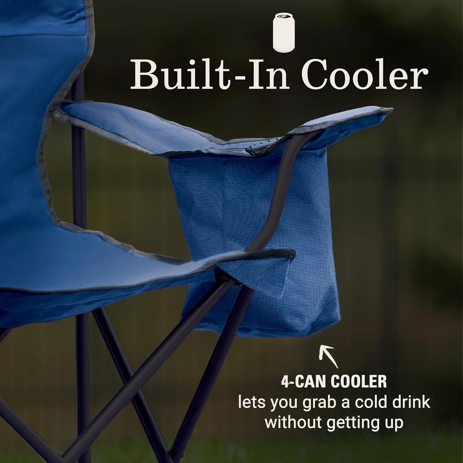 Portable Camping Chair with Cooler Foldable Blue