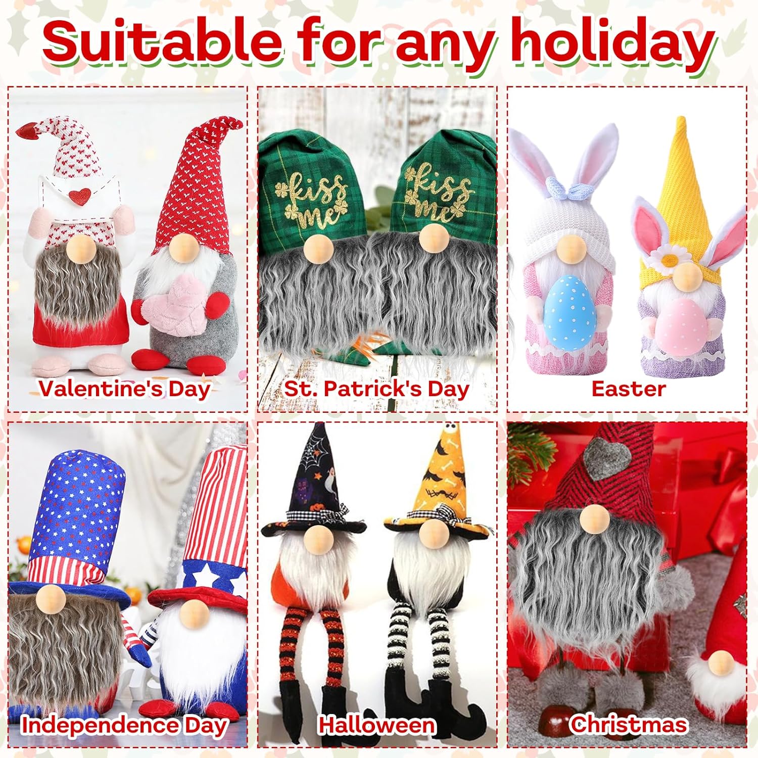 12PCS Gnome Beard Kit Faux Fur Craft Set DIY Christmas
