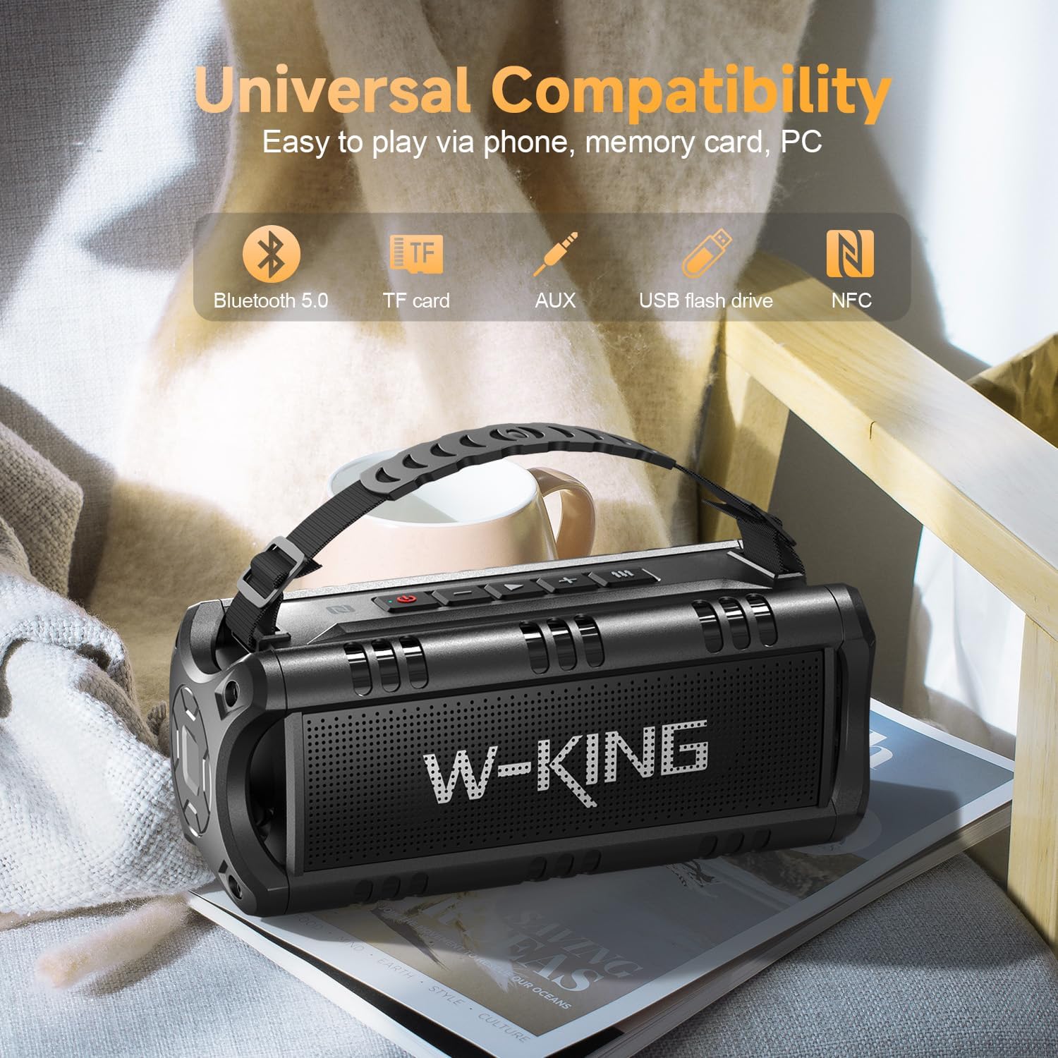 60W Portable Bluetooth Speaker Waterproof Bass 24H TWS USB AUX