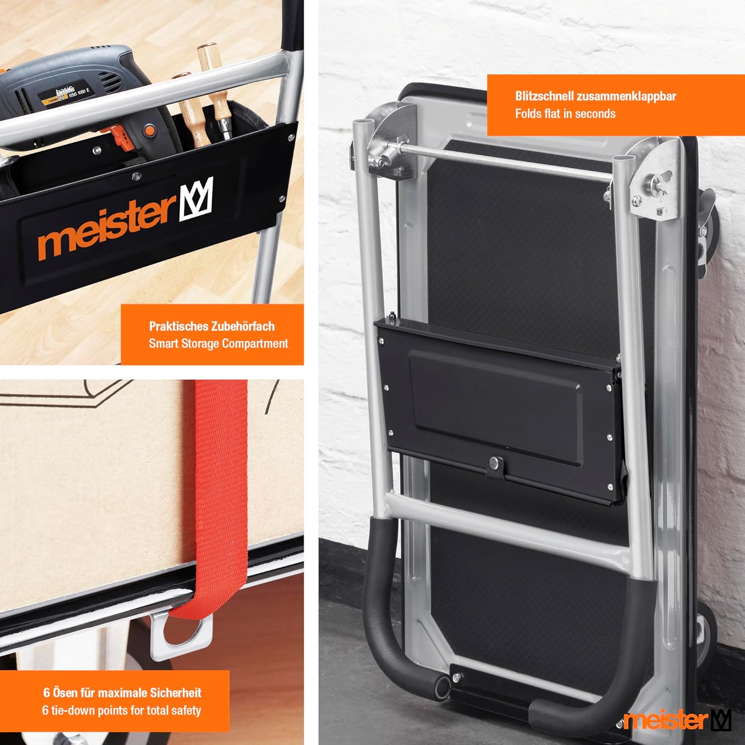 150KG Folding Platform Truck Flatbed Cart Brake Wheels