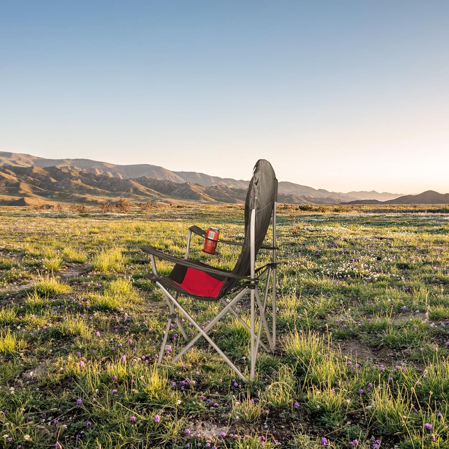 Padded Folding Camping Chair with Cup Holder Carry Bag Red