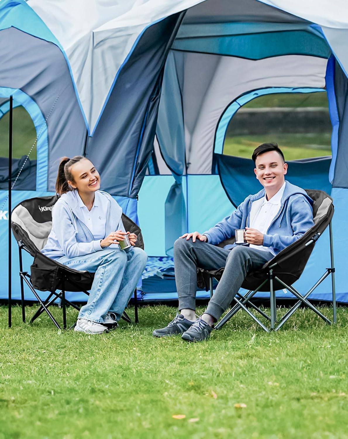 Moon Camping Chairs Set of 2 XXL Padded Folding Seats