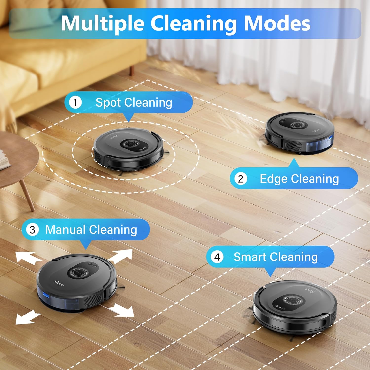 Robot Vacuum Mop 5000Pa Smart Slim Pet Hair Cleaner