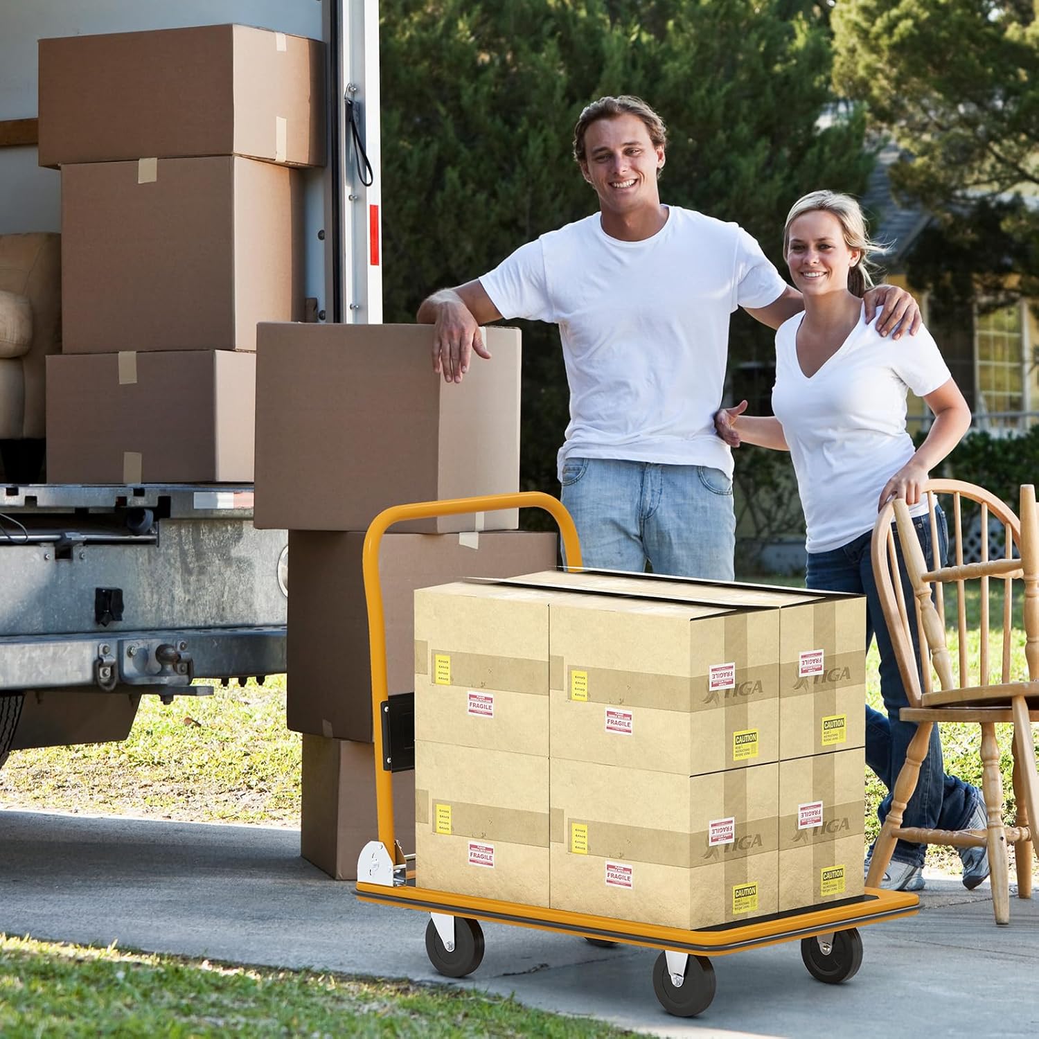 Portable 300KG Flatbed Push Cart Folding Platform Truck