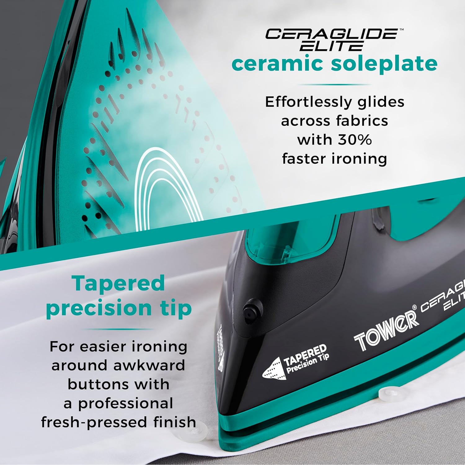 3100W Steam Iron 190g Steam Boost Ceramic Soleplate 3m Cord