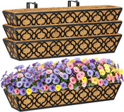 30in Hanging Flower Baskets Wall Planter Rail Box Coco Liner 4 Pack