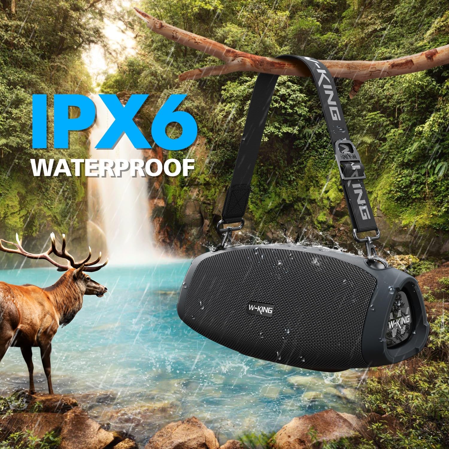 Bluetooth Party Speaker 120W Waterproof Bass Mic 42H Playtime