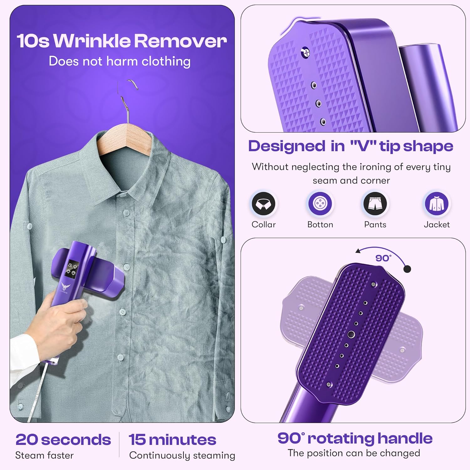 Travel Garment Steamer Dual Voltage 1200W 20s Heat Portable