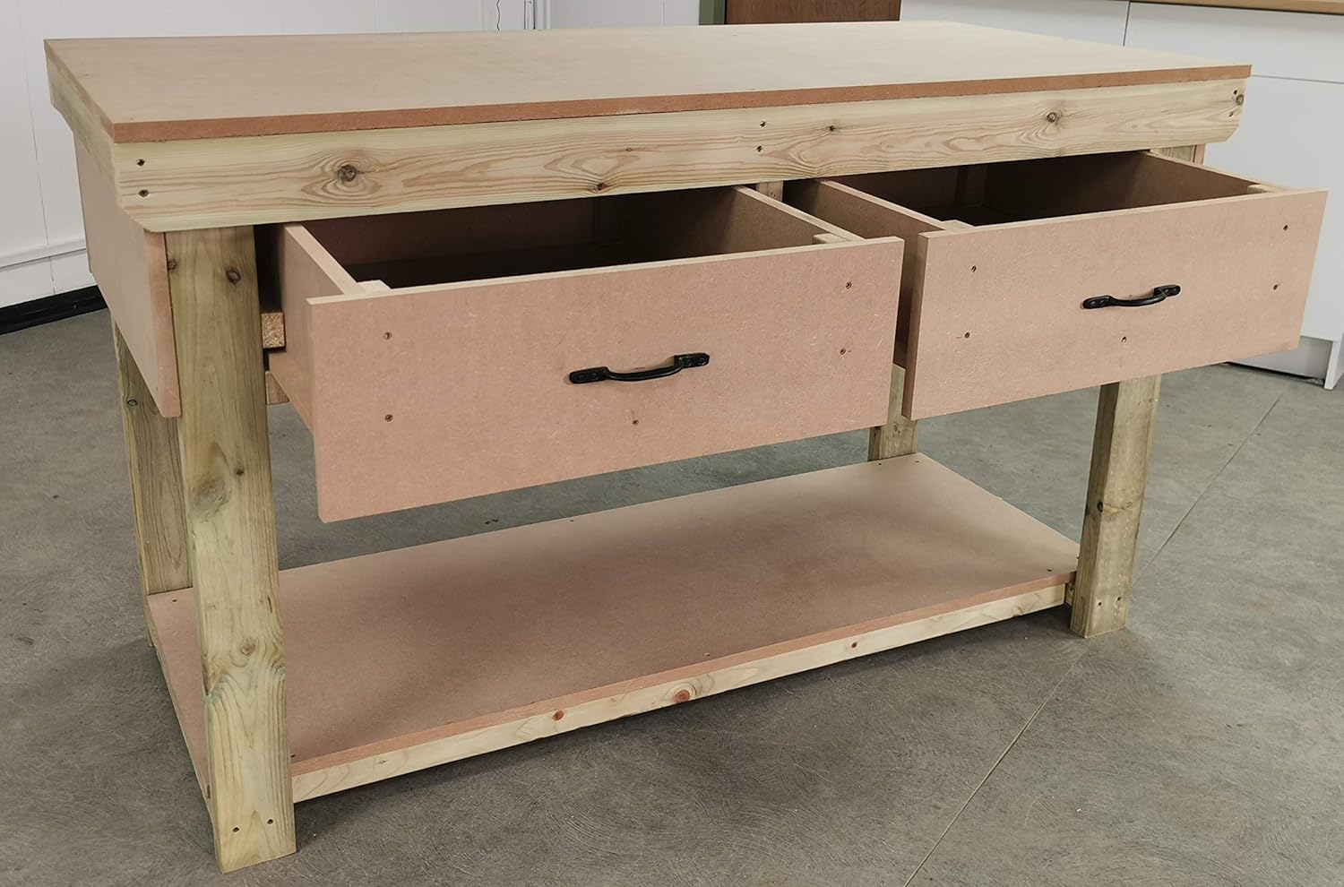 4FT Heavy Duty Wooden Workbench Garage Table w/Drawers