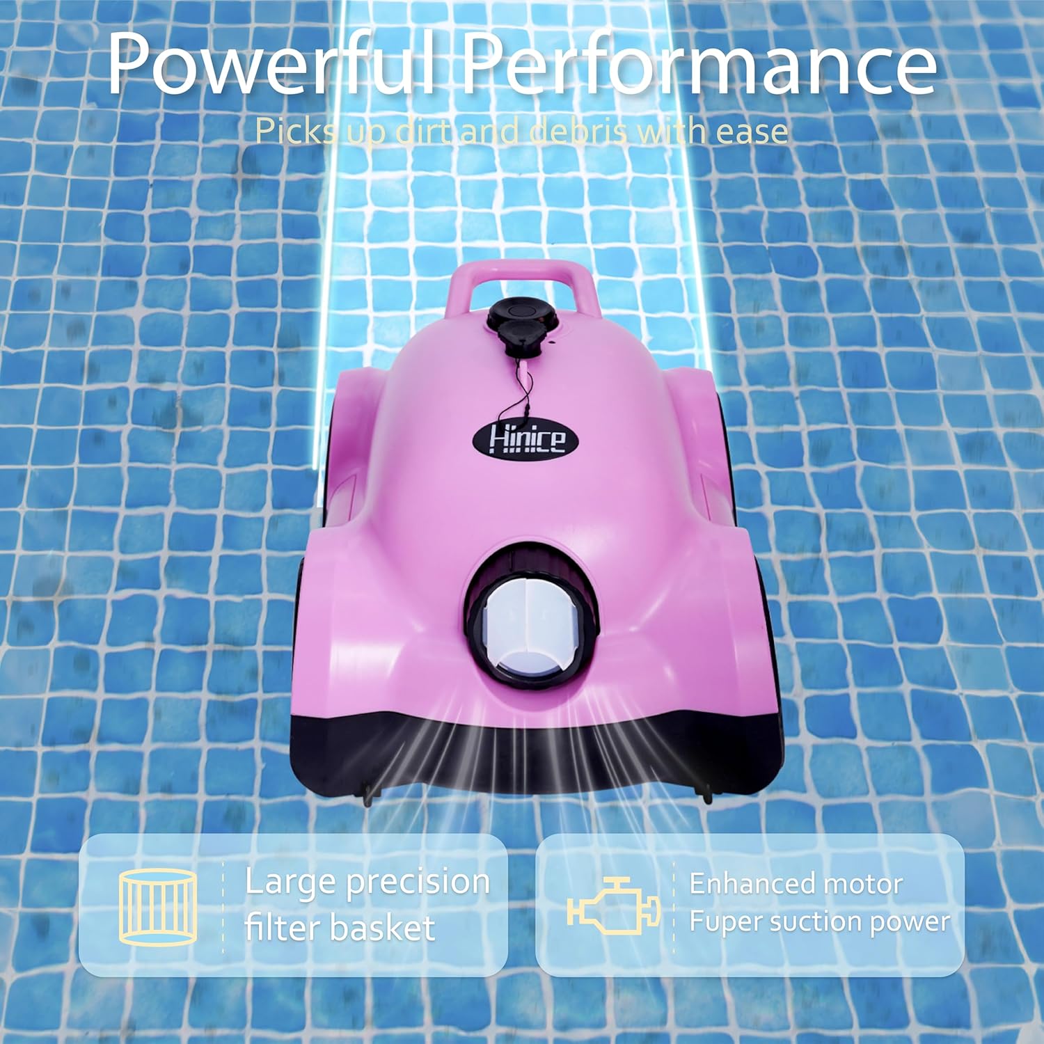 Cordless Pool Vacuum Robot 150min Waterproof Auto Cleaner Pink