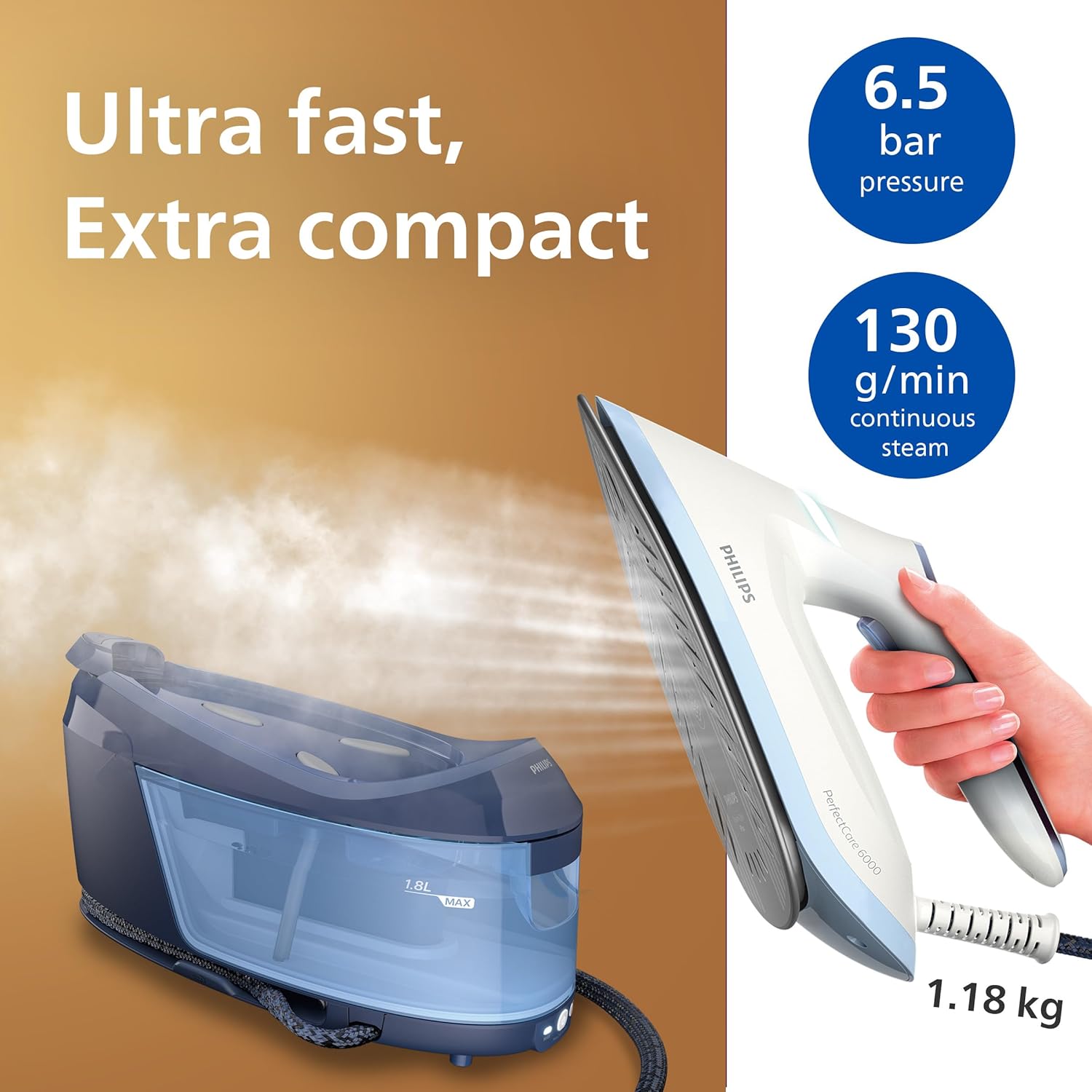 Steam Generator Iron 500g Boost 6.5 Bar 1.8L Tank 2400W