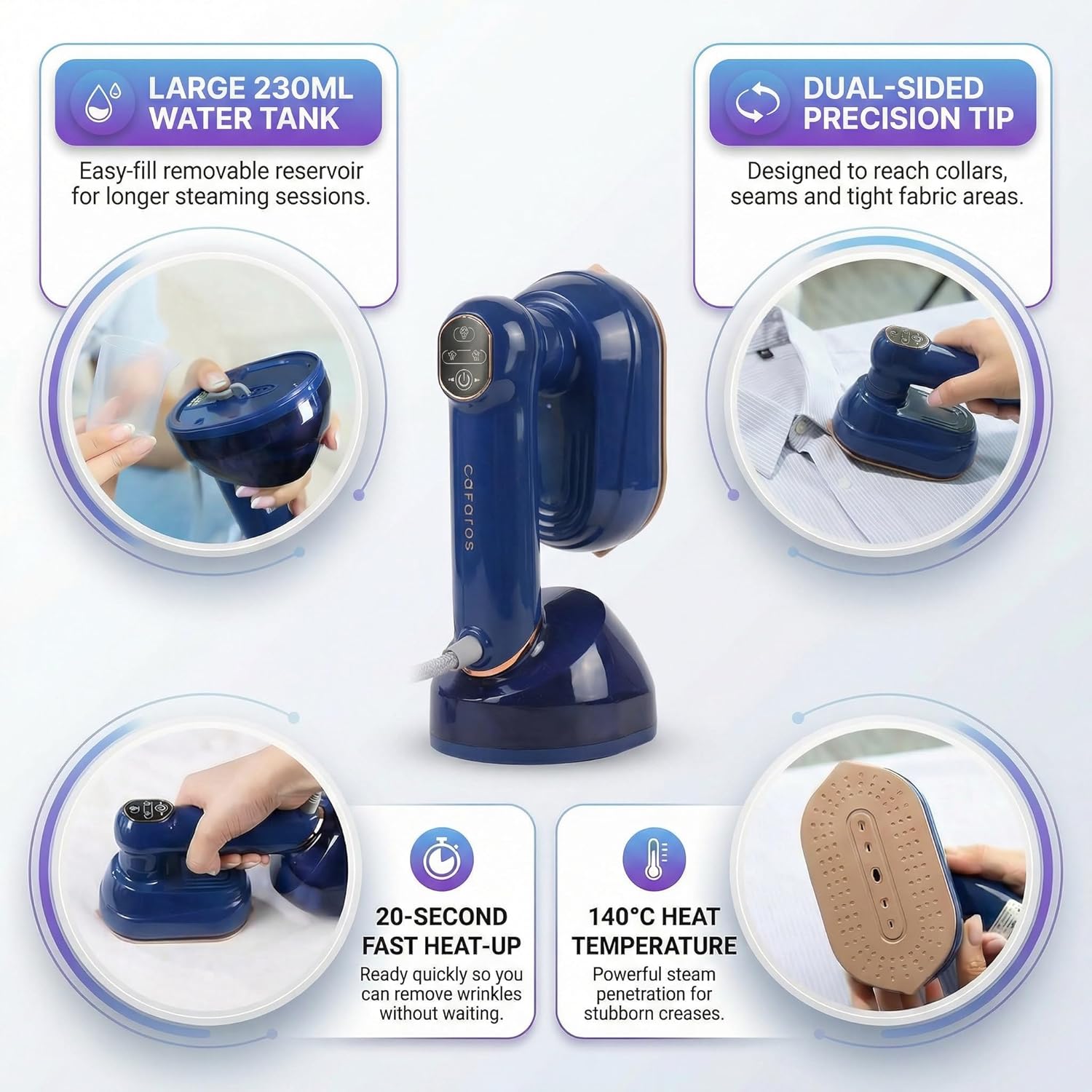 Handheld Garment Steamer Fast Heat 20s 230ml Travel Iron