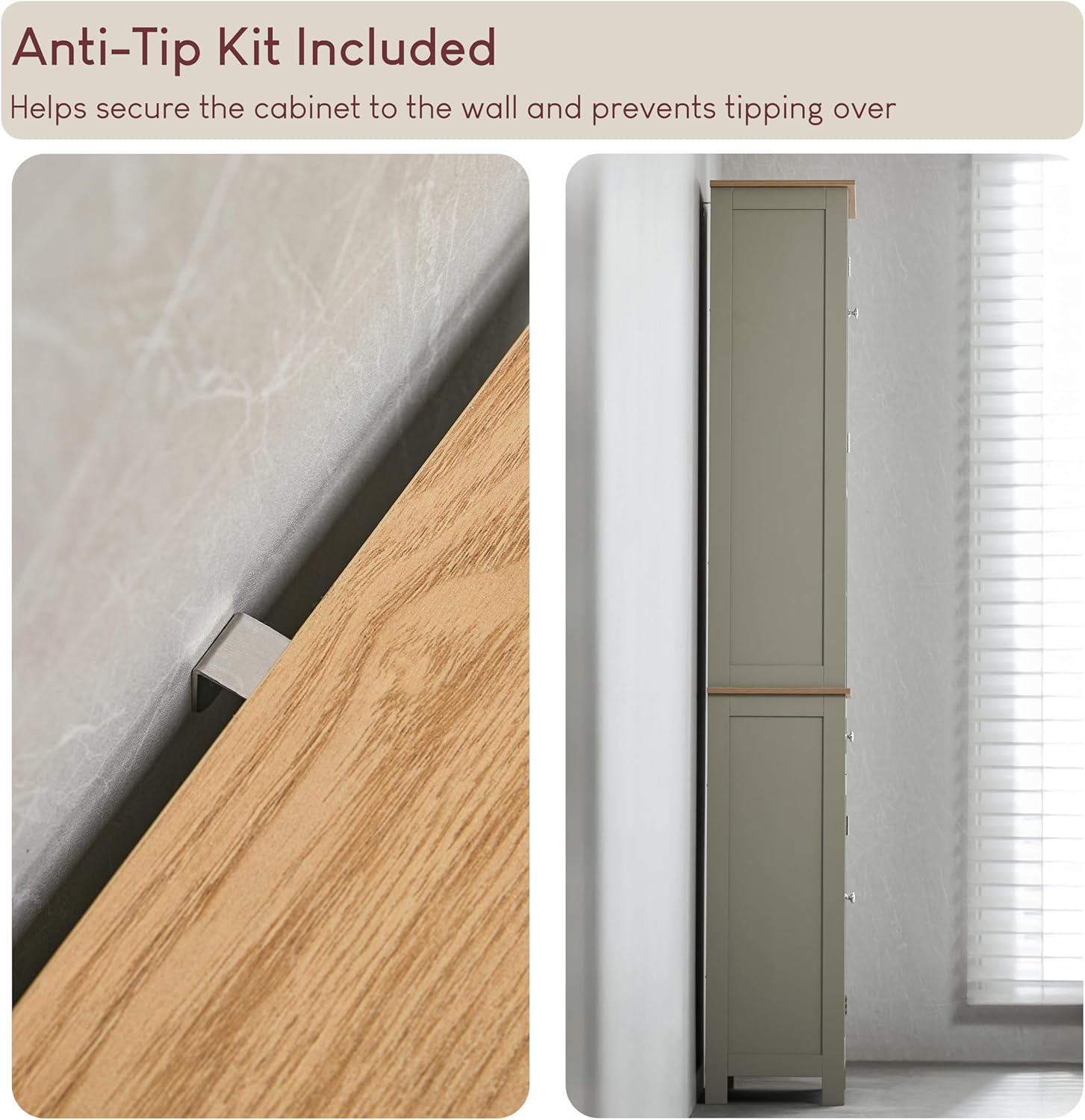 Tall Bathroom Storage Cabinet Grey Oak 2 Door Unit