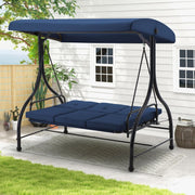 3 Seater Garden Swing Seat Bed Convertible Hammock Chair Blue