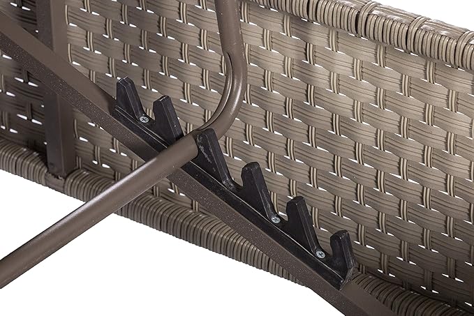 Rattan Wicker Sun Lounger with Cushion Cover Brown