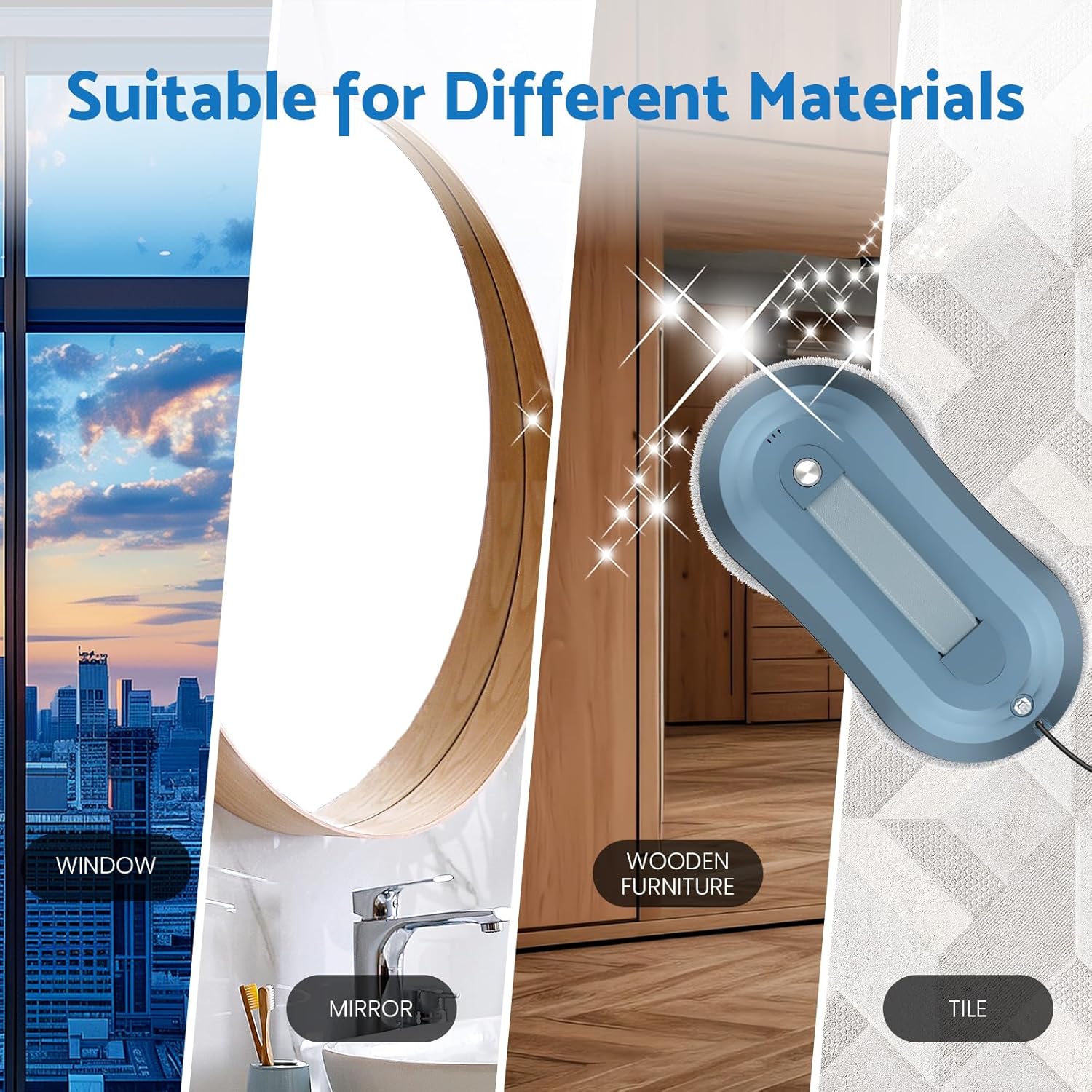Window Cleaning Robot 5600Pa Suction AI Smart Glass Cleaner Remote