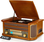 9 in 1 Retro Wooden Record Player CD Cassette Bluetooth