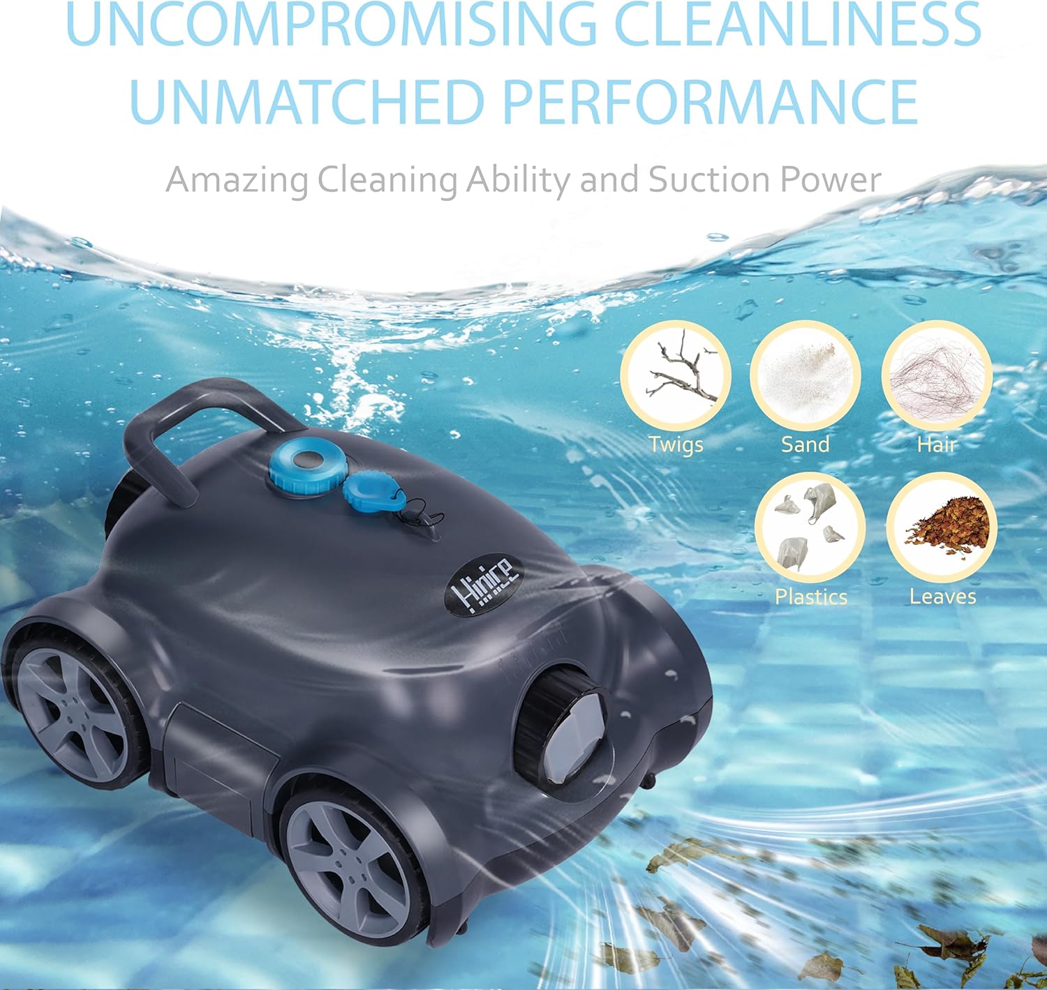 Cordless Pool Vacuum Robot 150min Runtime Auto Cleaner 2200SqFt