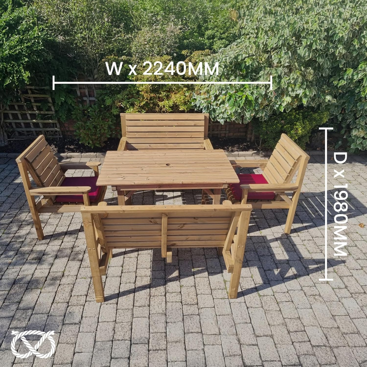 4FT Wooden Garden Dining Set Table with 2 Benches & 2 Chairs