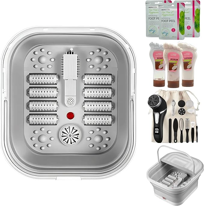 Electric Foot Spa Massager LED Heat Shiatsu Rollers Soak Tub
