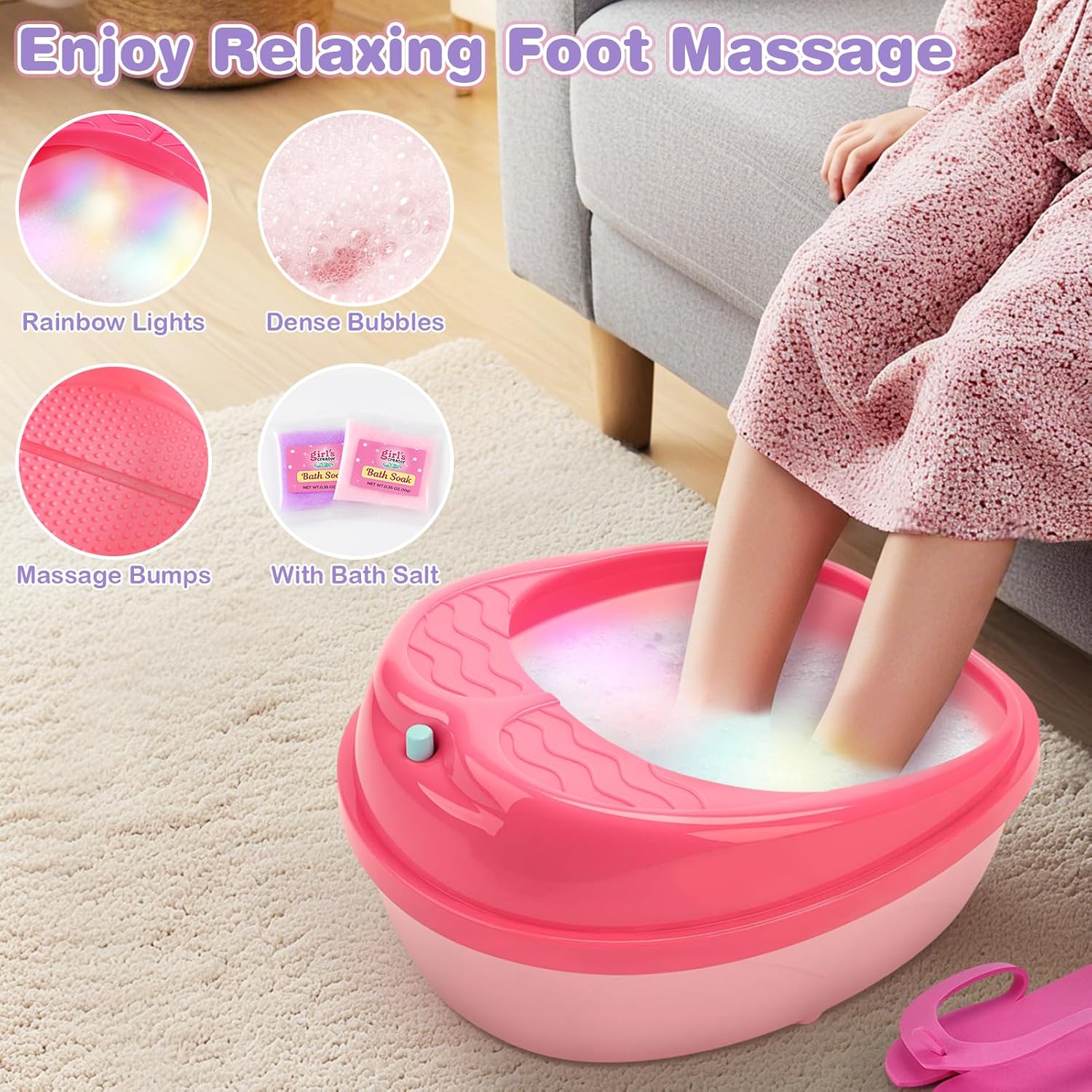 Kids Foot Spa Kit Girls Nail Set Bubble Spa 27pc Pedicure Toy