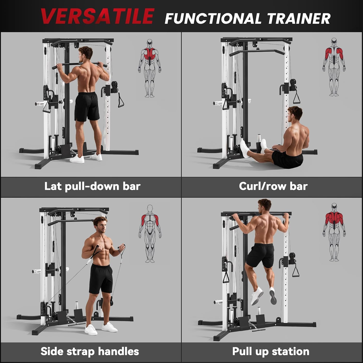 Multi Function Home Gym Machine Pulley System Pull Up Station