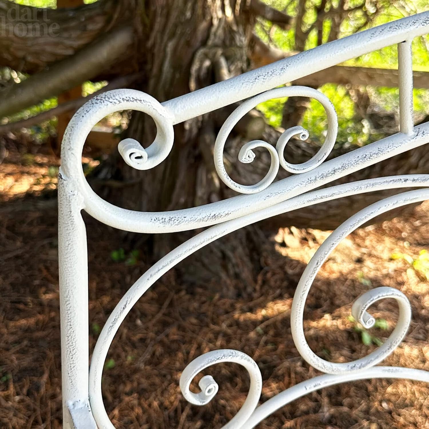 Vintage White Metal Garden Bench 2 Seater French Country Seat