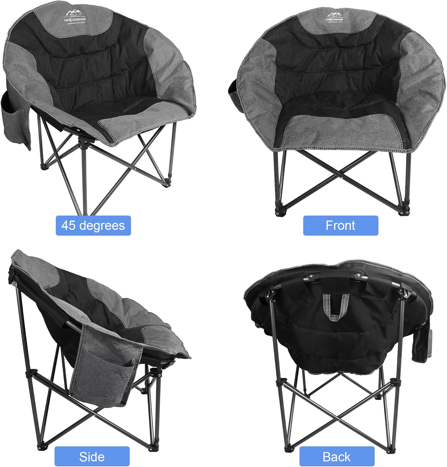 Moon Camping Chair Round Folding Cooler Bag Black