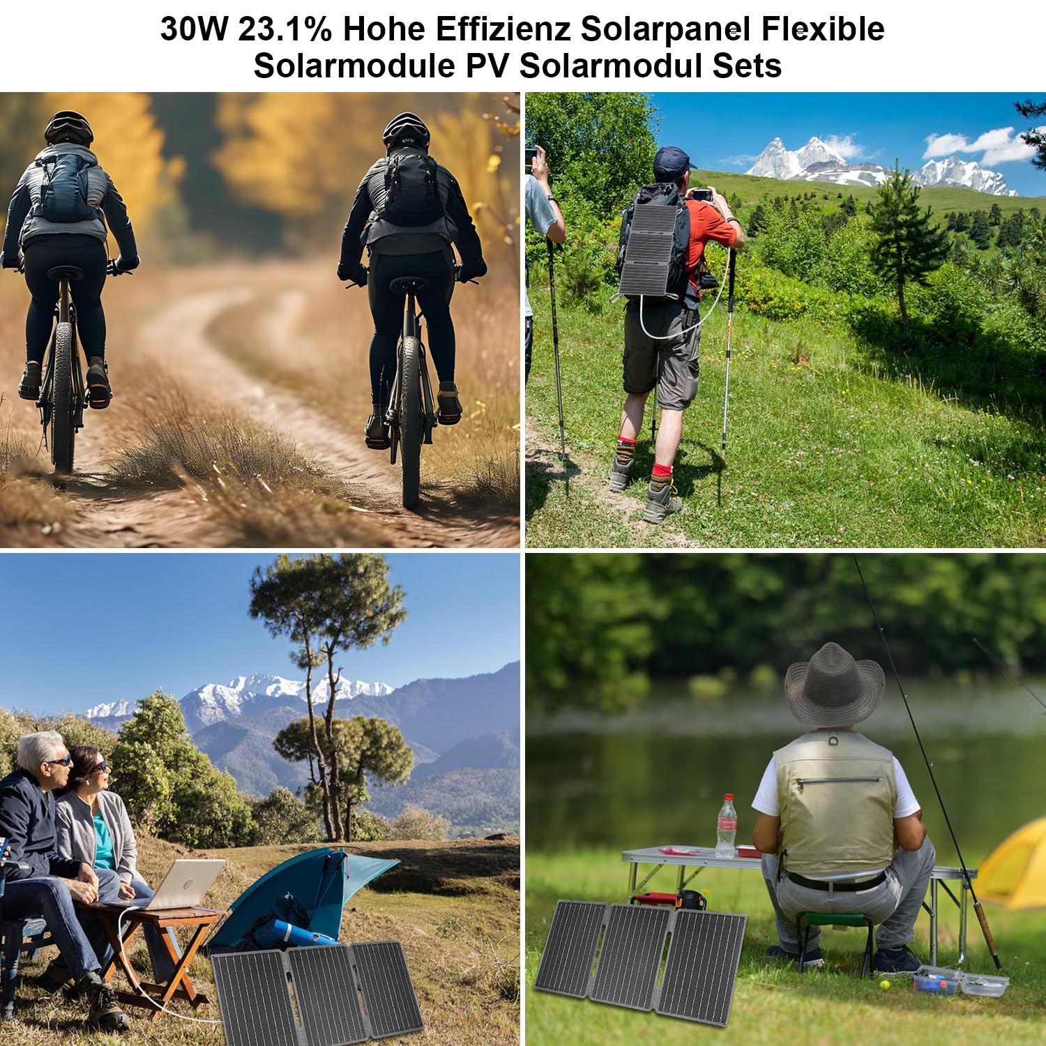 30W Portable Solar Panel Foldable USB C DC Charger Camping